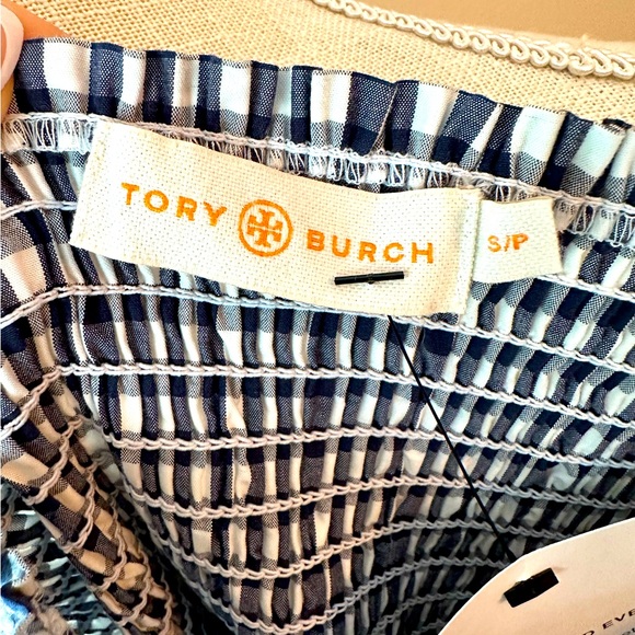 Tory Burch tie shoulder dress with embellishments at bottom. - Picture 6 of 7